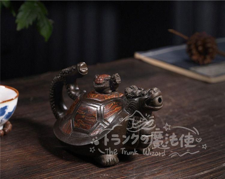 大特価人気商品☆龍亀壺 紫泥急須?茶壺?茶道具置物?古置物 CCH117P041