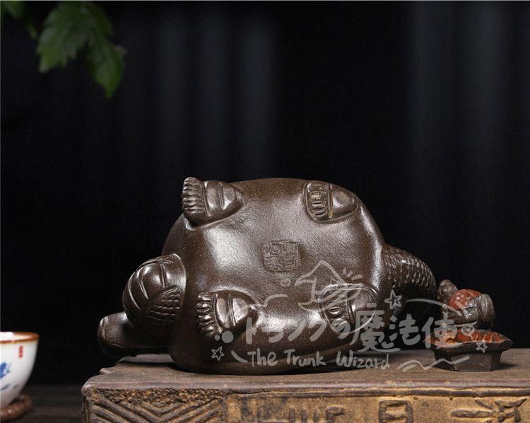 大特価人気商品☆龍亀壺 紫泥急須?茶壺?茶道具置物?古置物 CCH117P041