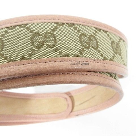 グッチ GUCCI ベルト ハートバックル GGキャンバス レザー ブラウン