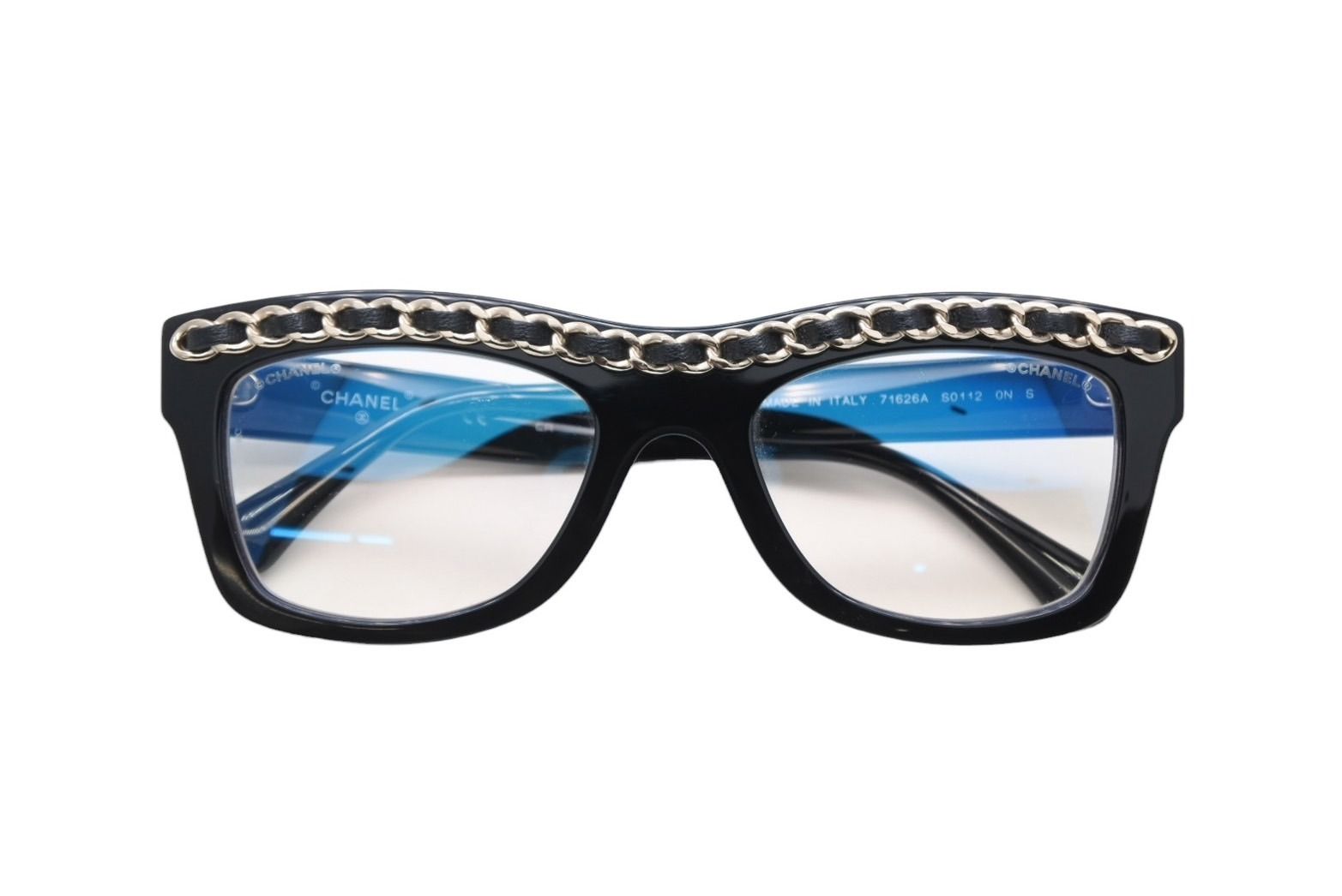 CHANEL シャネル 伊達眼鏡 メガネ アイウェア 71626A S0112 ココマーク チェーンフレーム ブラック 美品 中古 4b011471 CHANEL シャネル 伊達眼鏡 メガネ アイウェア 71626A S0112 ココマーク
