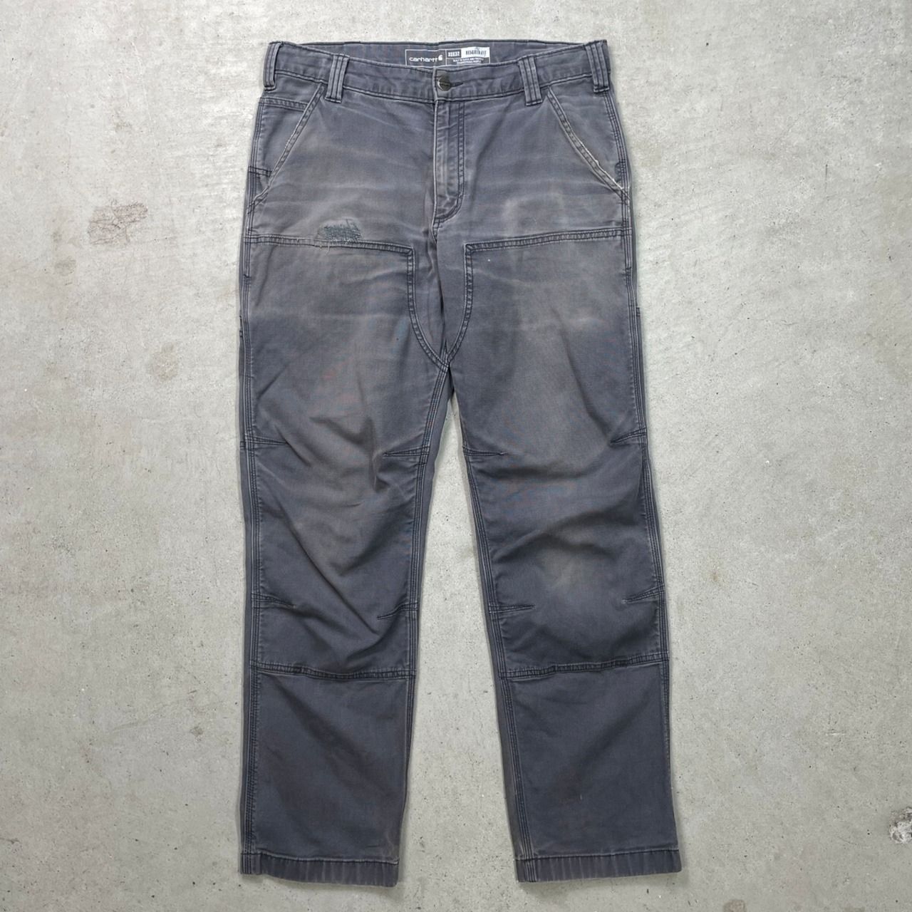 Carhartt ダブルニー ワークパンツ グレー キャンバス Carhartt カーハート ダブルニー ダック ワークパンツ メンズW33 古着