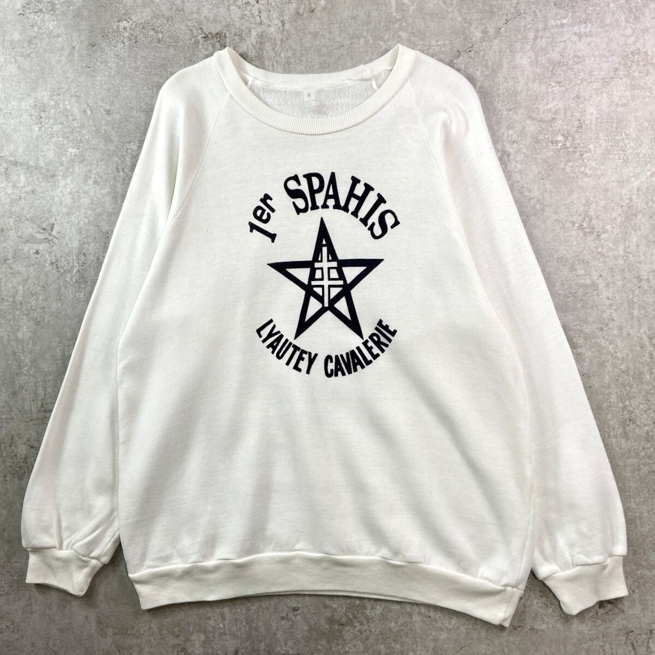 70s vintage ラグラン スウェット インディアン フランス陸軍 3段 古着