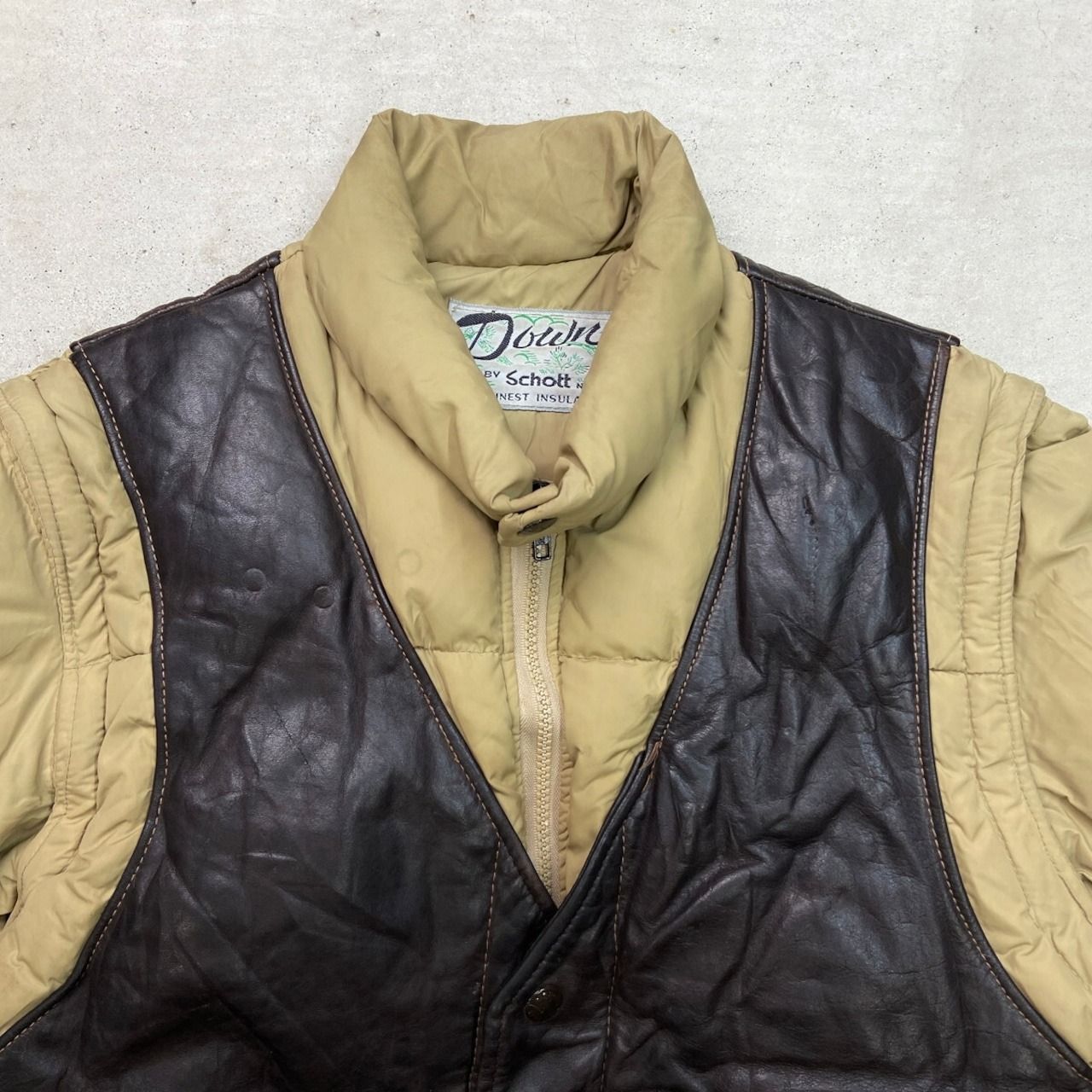 80年代 USA製 Schott ショット 2WAY レザーグースダウンジャケット