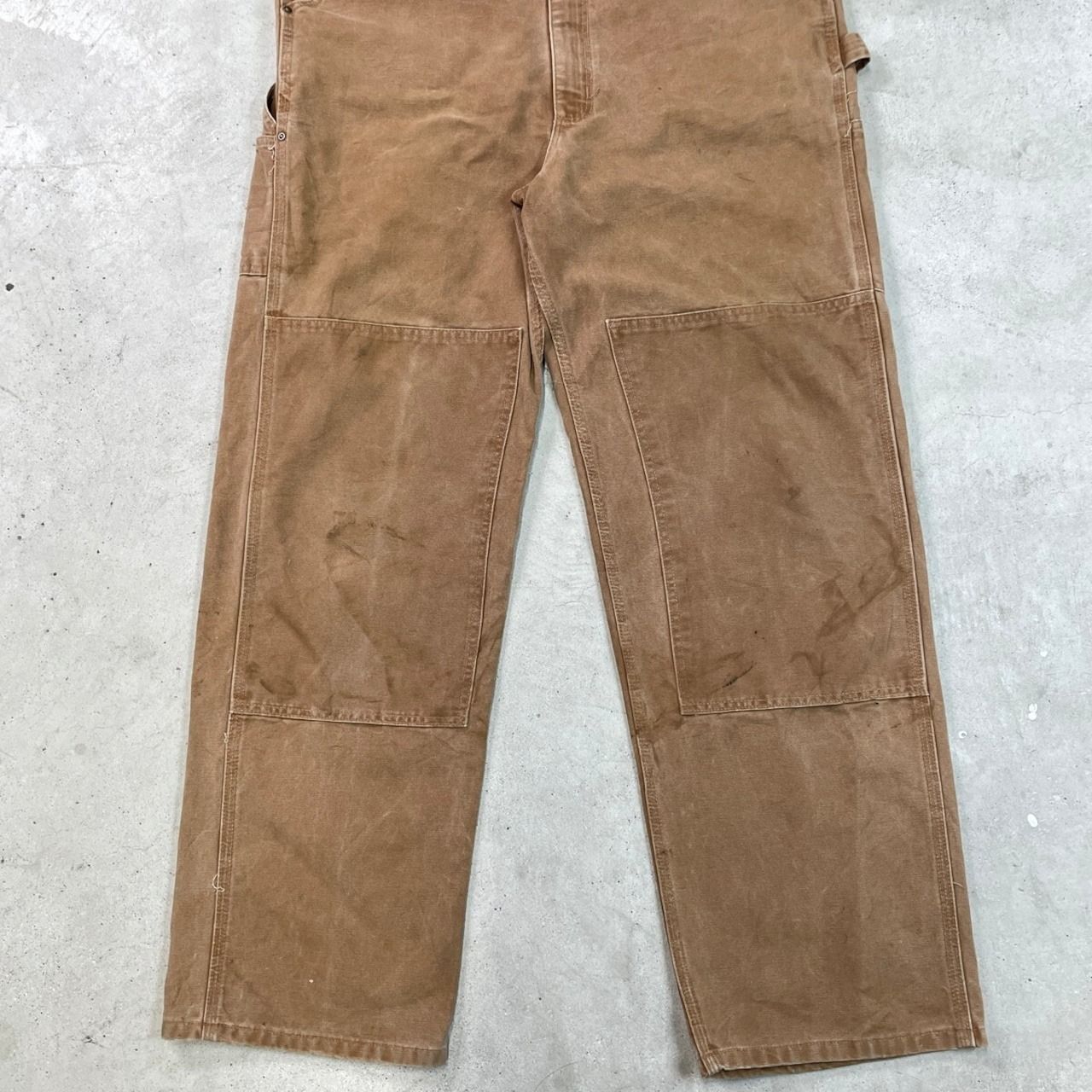 IO98メキシコ製古着カーハートダブルニーダックオーバーオール着画ダークブラウン IO98メキシコ製古着カーハートダブルニーダックオーバーオール着画