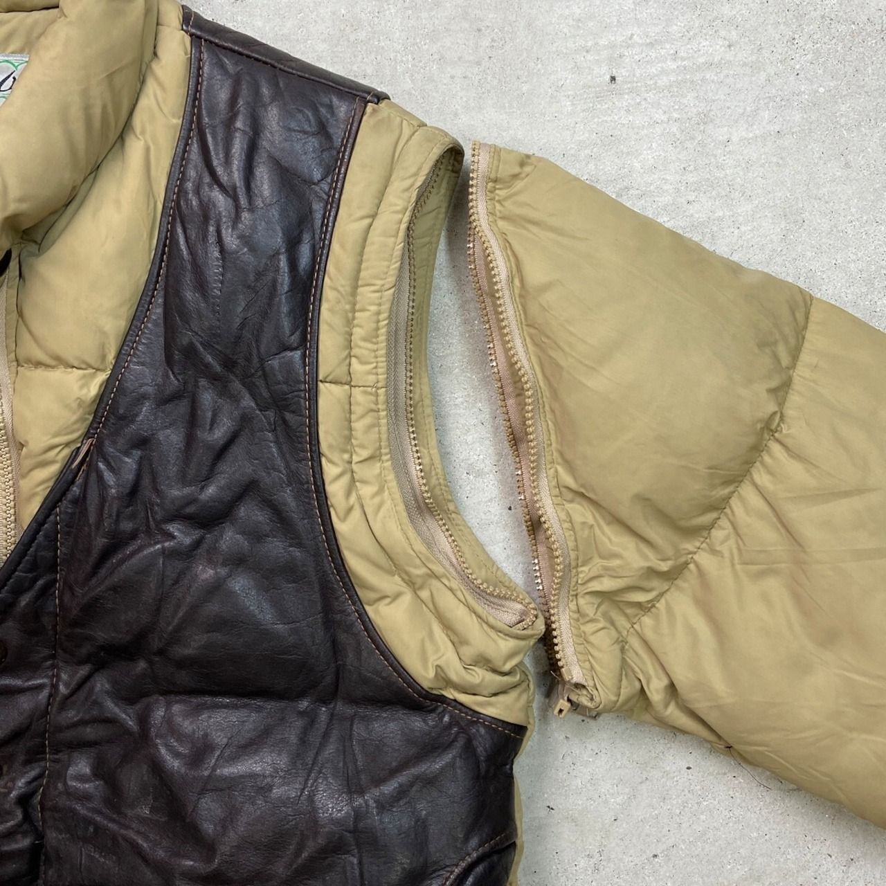 80年代 USA製 Schott ショット 2WAY レザーグースダウンジャケット 
