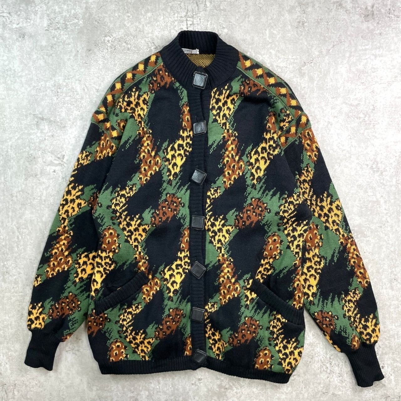 フランス製 YVES SAINT LAURENT イヴサンローラン 総柄 ローゲージ