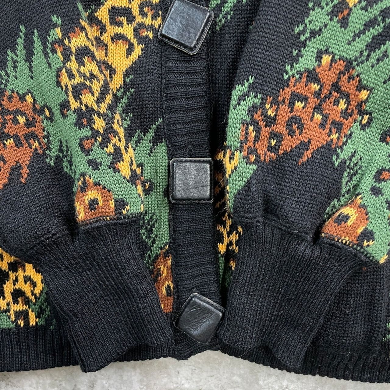 フランス製 YVES SAINT LAURENT イヴサンローラン 総柄 ローゲージ