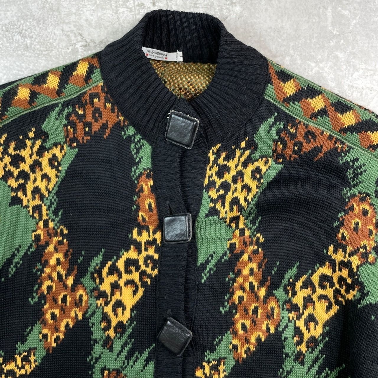 フランス製 YVES SAINT LAURENT イヴサンローラン 総柄 ローゲージ