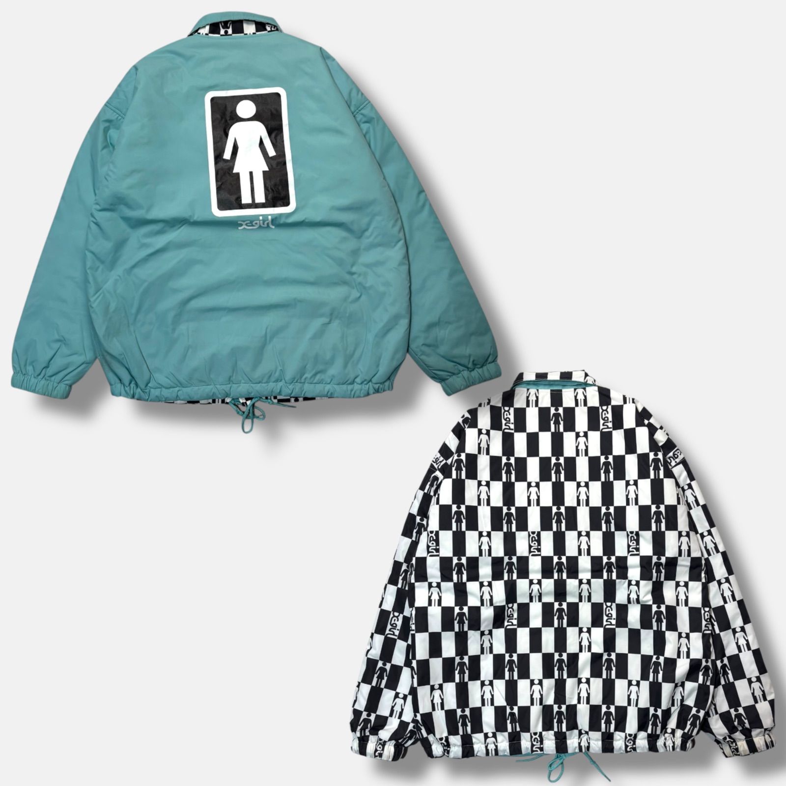 X-girl×GIRL SKATEBOARDS リバーシブルコーチジャケット スカイブルー 