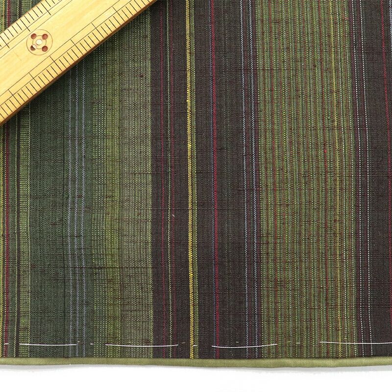 紬 証紙付き 本場真綿絢結城紬 袷 レディース 正絹 灰緑 縞 草木染