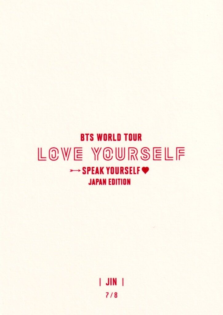 BTS ミニフォトカード JIN 2019 LOVE YOURSELF SPEAK YOURSELF JAPAN