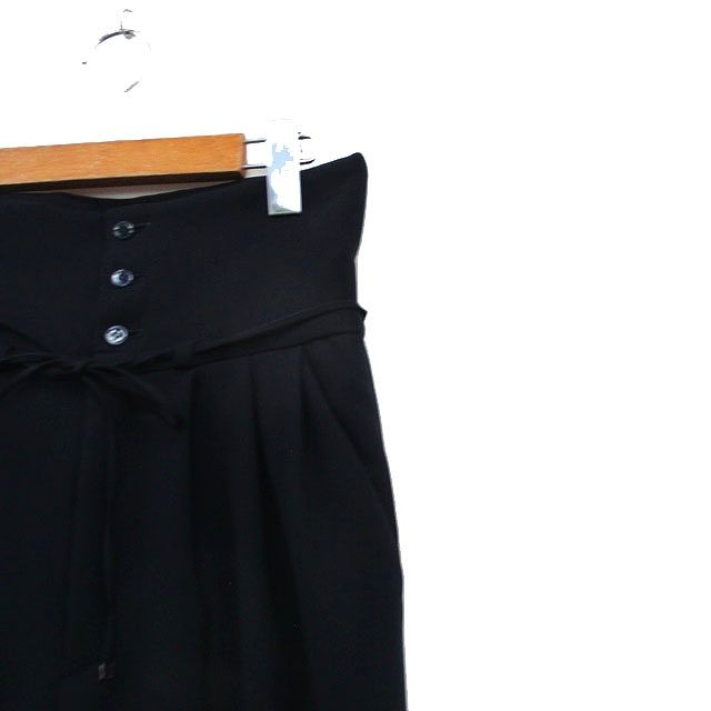 マカフィー MACPHEE トゥモローランド テーパードパンツ タック ハイウエスト リボン シンプル 34 ネイビー 紺 /KT6