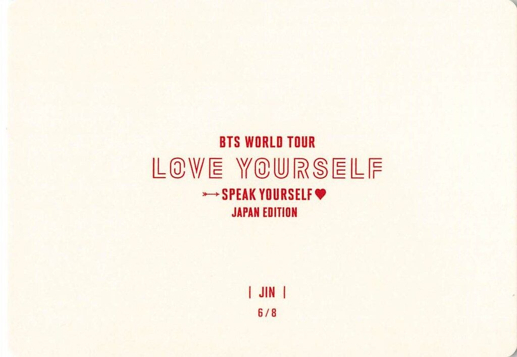 BTS ミニフォトカード JIN 2019 LOVE YOURSELF SPEAK YOURSELF JAPAN