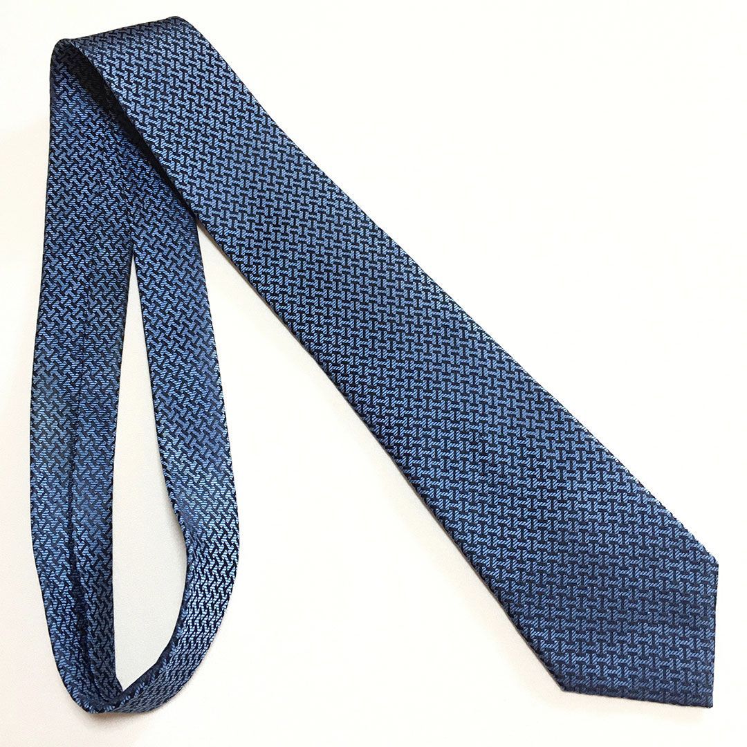 未使用】HERMES ネクタイ H柄 シルク100% ネイビー グリーン 未使用級