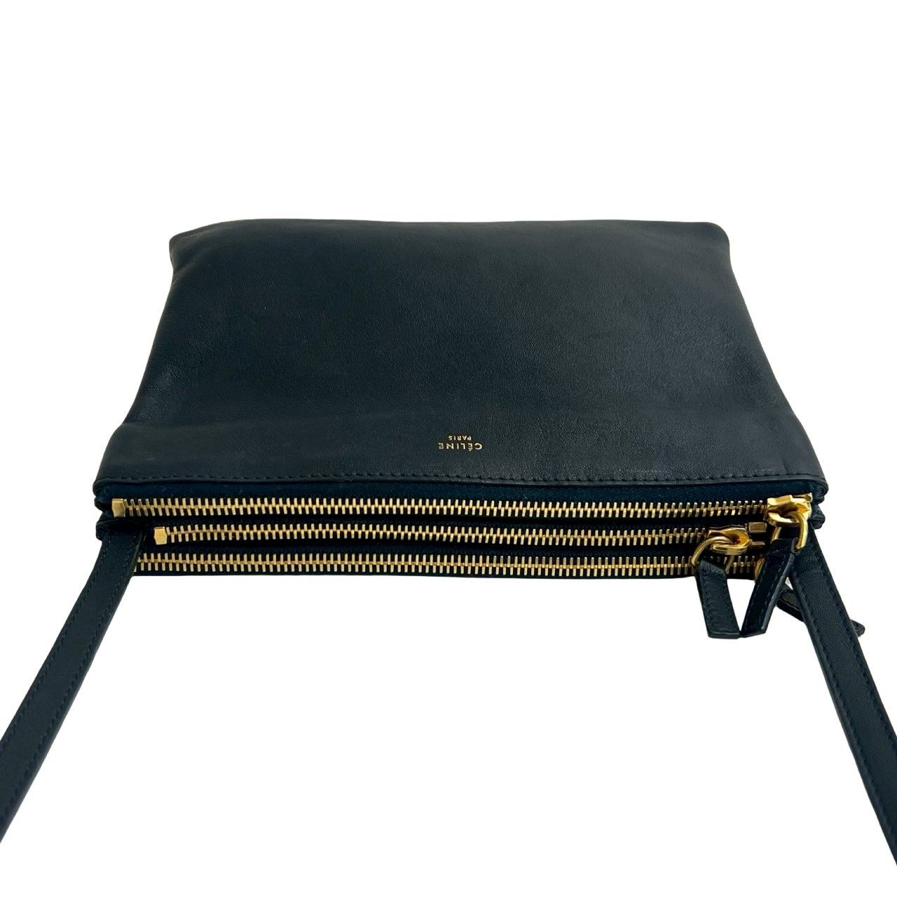 極 美品 CELINE セリーヌ トリオ スモール レザー 本革 ミニ