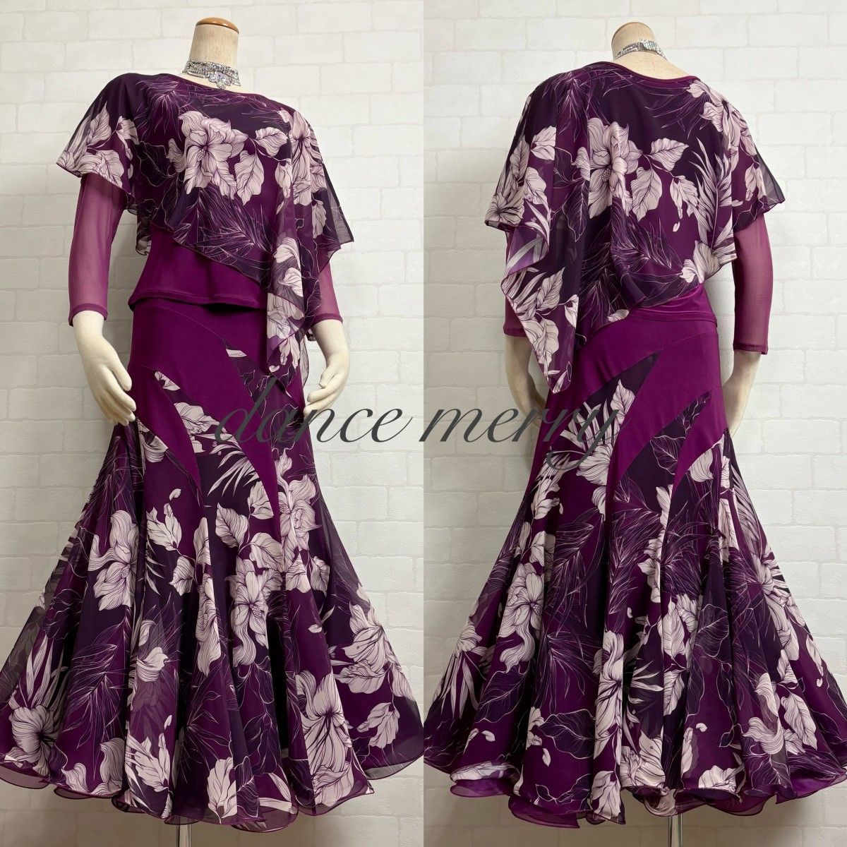 ☆送料無料☆新品 社交ダンス ツーピース セットアップ パーティ 紫