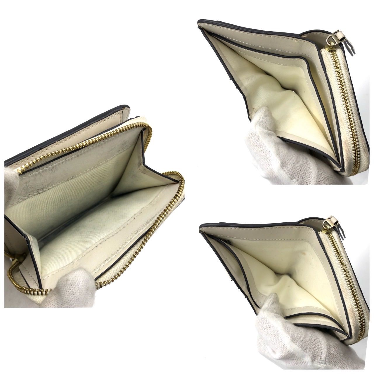 TORY BURCH トリーバーチ 折り財布 花柄 刺繍 レザー ホワイト 白