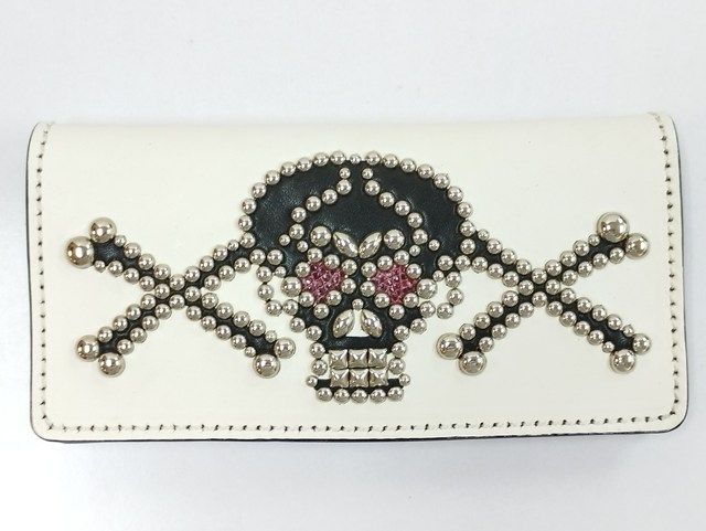 J083 [人気] WOLF'S HEAD ウルフズヘッド 長財布 ホワイト スカル