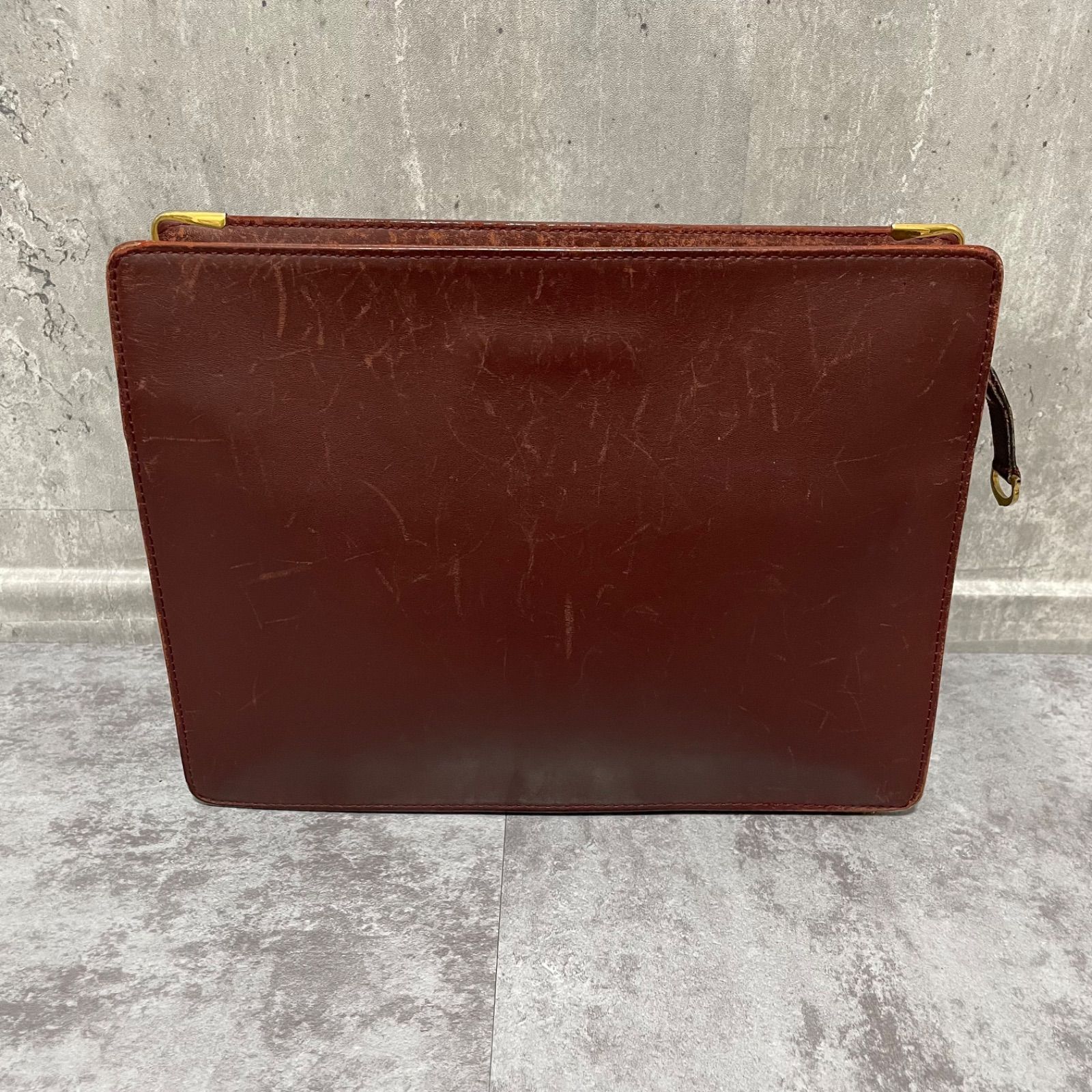 Cartier カルティエ マストライン セカンドバッグ 赤茶 金縁 クラッチ