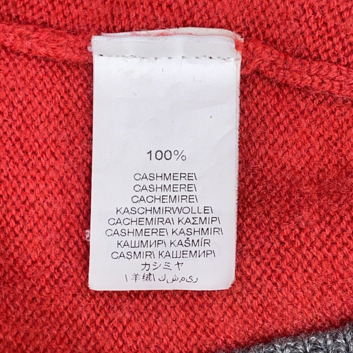 BRUNELLO CUCINELLI ブルネロクチネリ ﾚｯﾄﾞ×ｸﾞﾚｰ ｶｼﾐﾔ100 ｸﾙｰﾈｯｸ ﾛﾝｸﾞ