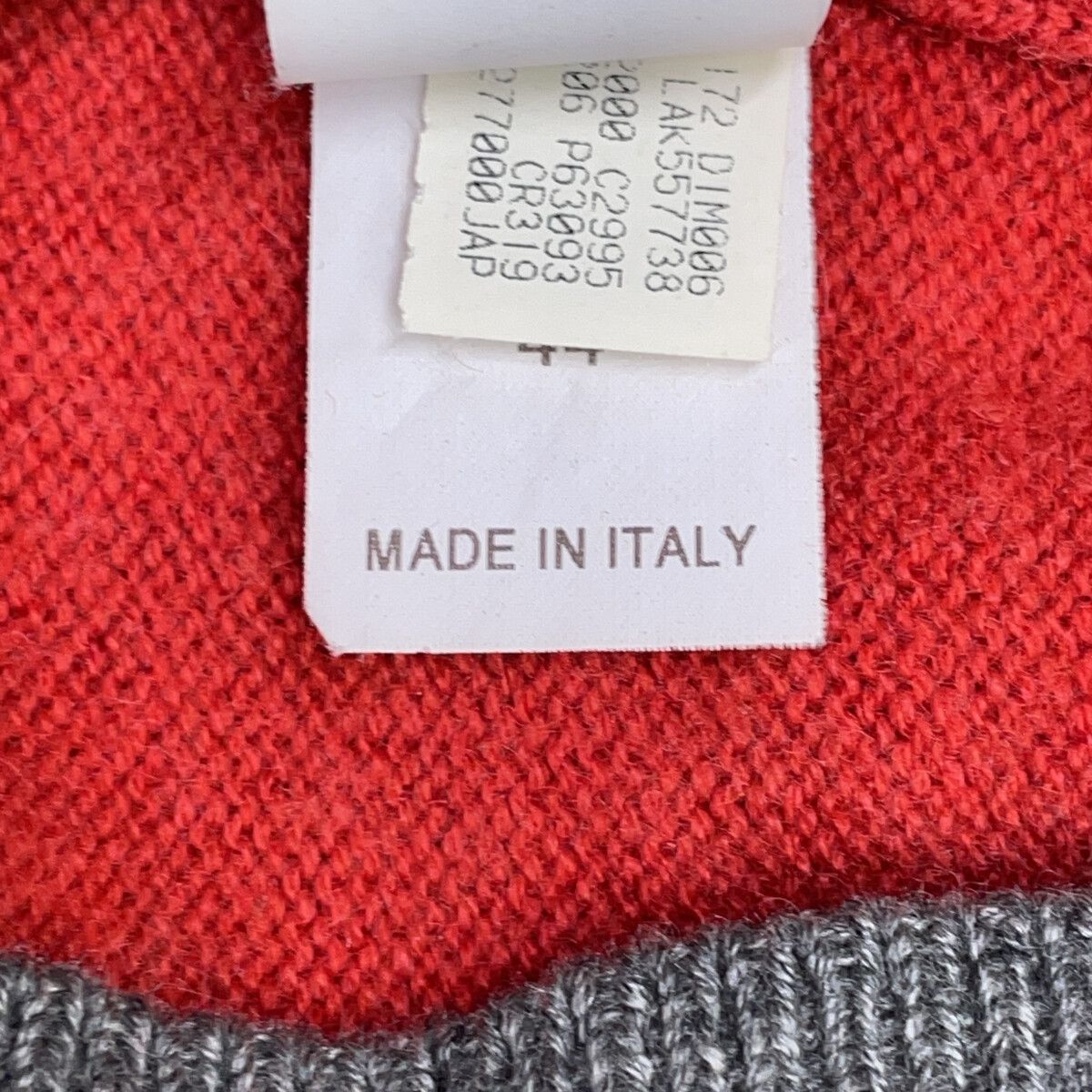 BRUNELLO CUCINELLI ブルネロクチネリ ﾚｯﾄﾞ×ｸﾞﾚｰ ｶｼﾐﾔ100 ｸﾙｰﾈｯｸ ﾛﾝｸﾞ