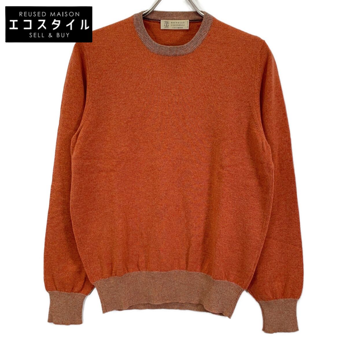 BRUNELLO CUCINELLI ブルネロクチネリ DB91327 ｵﾚﾝｼﾞ ｶｼﾐﾔ100 ｸﾙｰﾈｯｸ