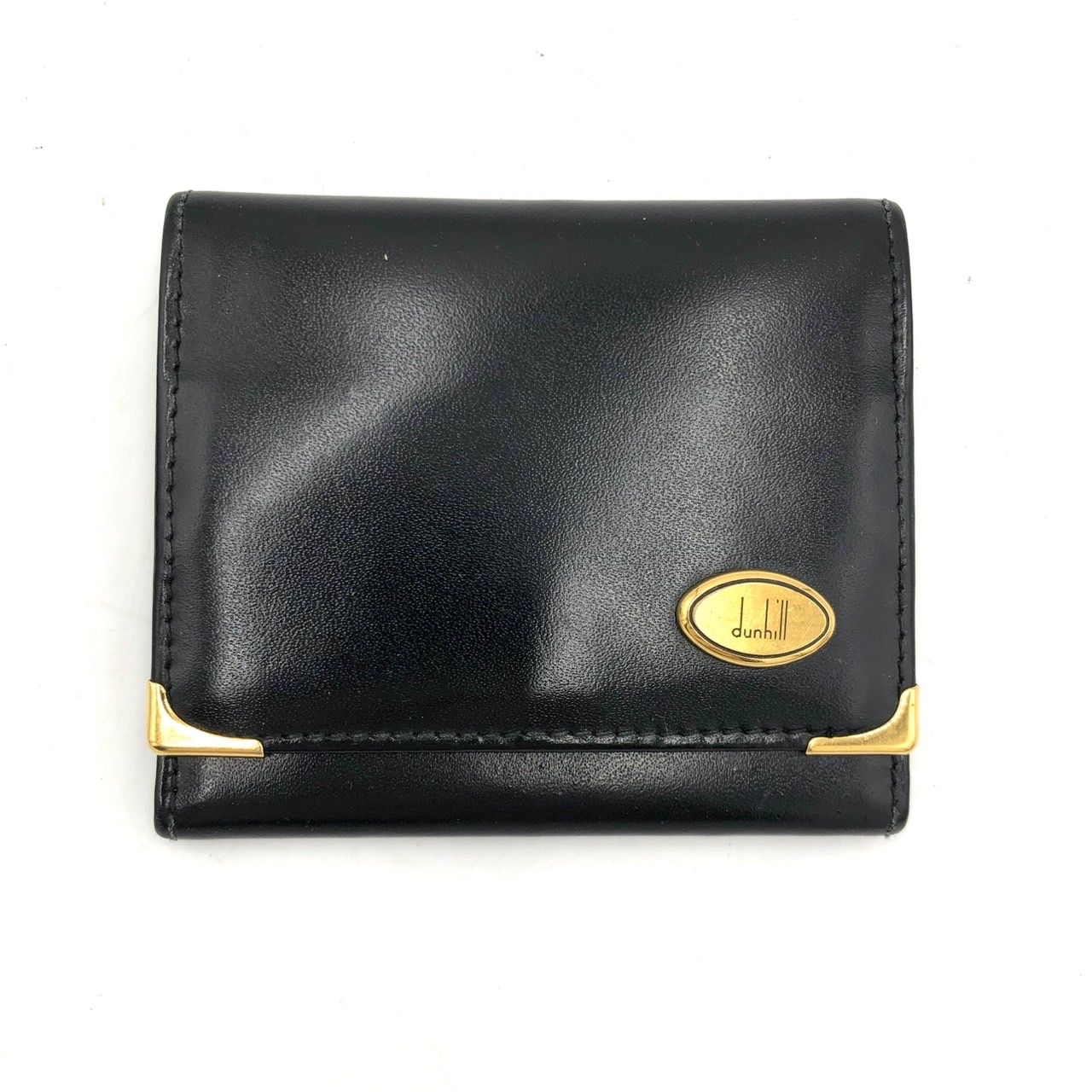 dunhill ダンヒル コインケース 小銭入れ レザー ブラック 黒 ゴールド