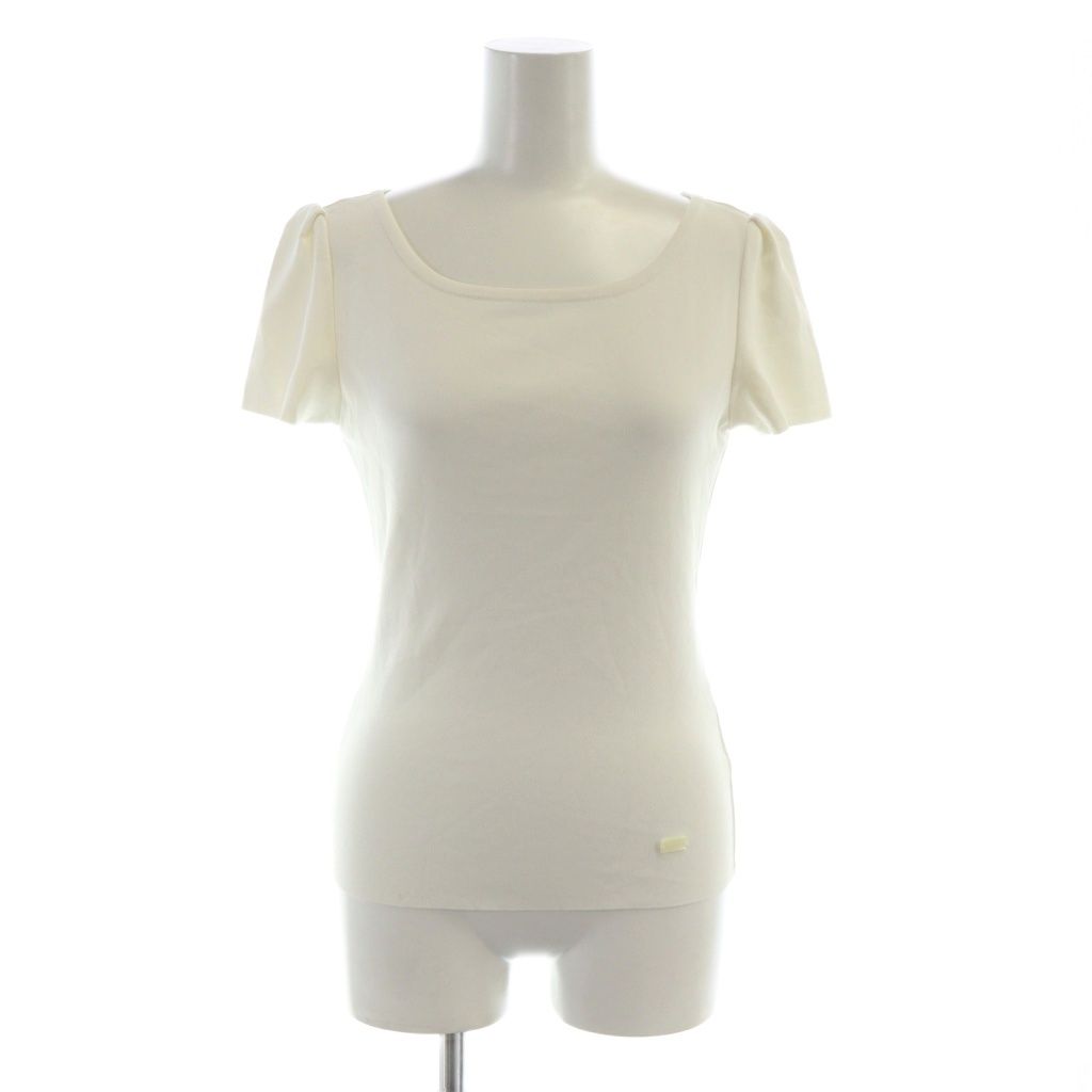 フォクシー FOXEY ジェリービーン ニット カットソー 半袖 ロゴ 38 白