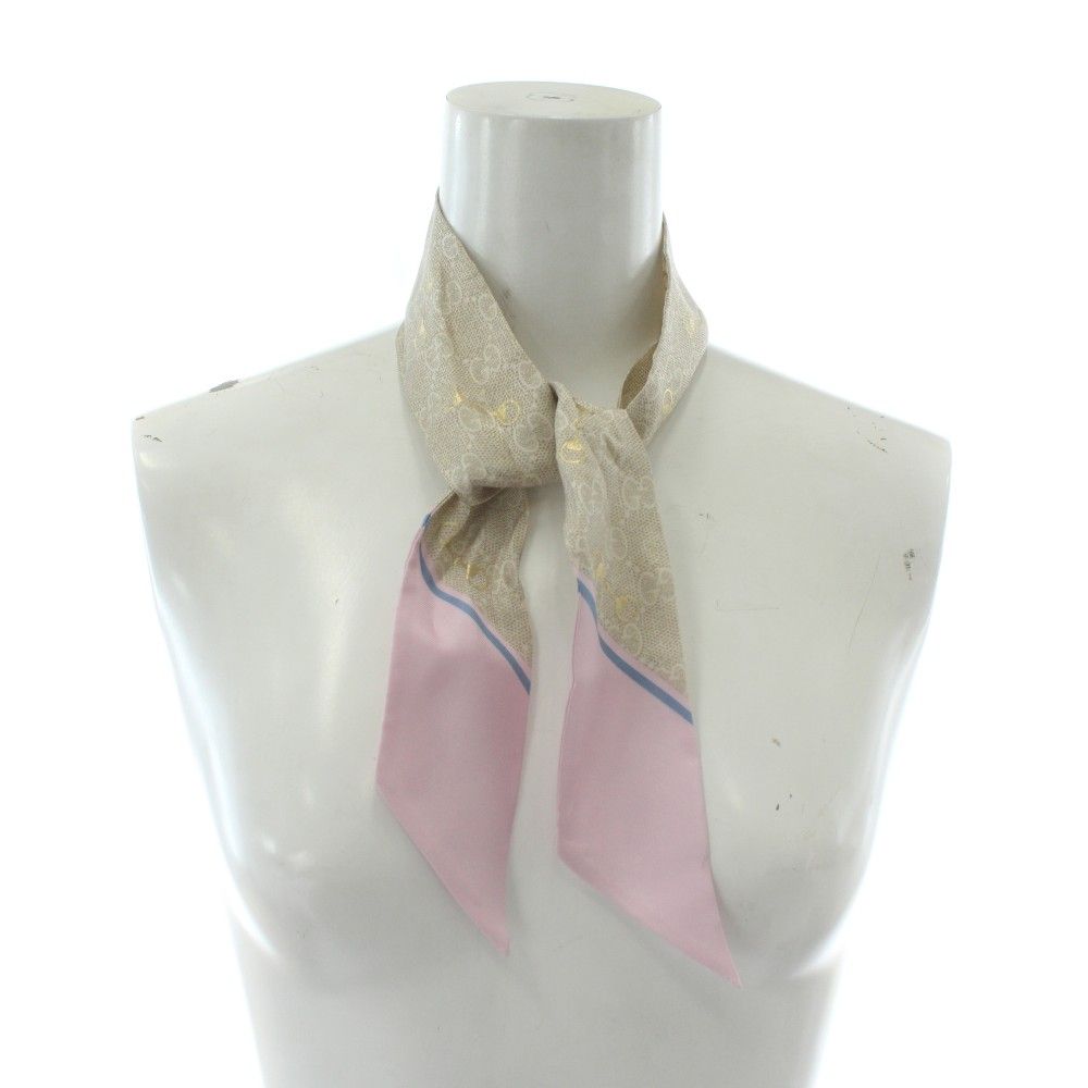 グッチ GUCCI スカーフ ネックボウ 絹 シルク GG柄 ホースビット 総柄