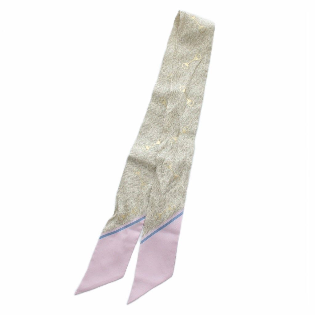 グッチ GUCCI スカーフ ネックボウ 絹 シルク GG柄 ホースビット 総柄