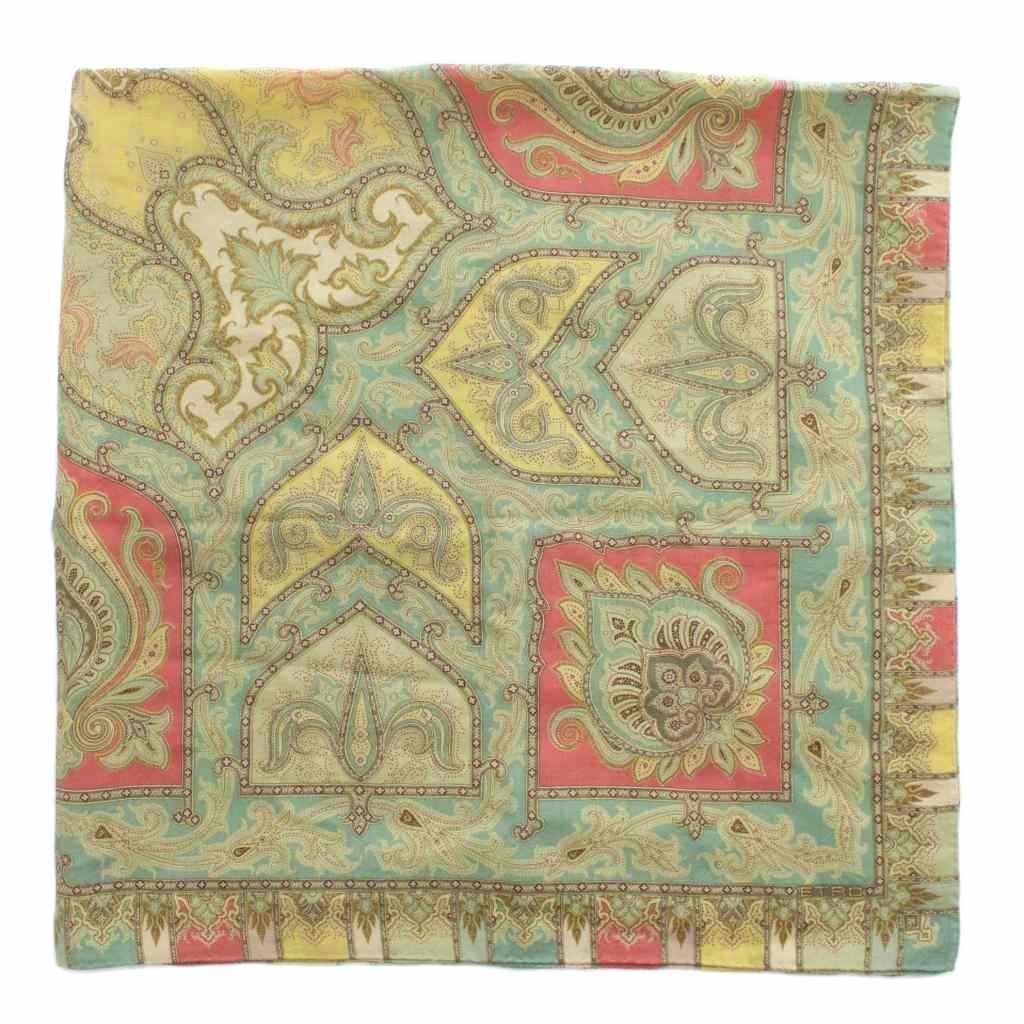 ETRO 大判ストール 上品ペイズリー ウールシルク ETRO SILK WOOL
