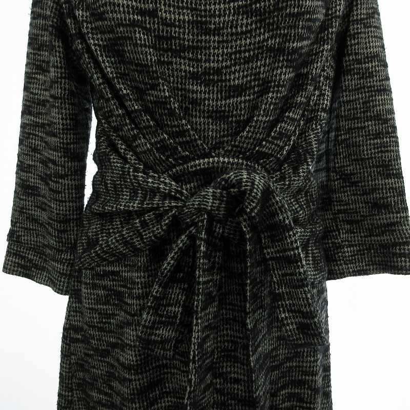 ノーブル NOBLE ワンピース ボートネック ドレープ 総柄 長袖 ロング