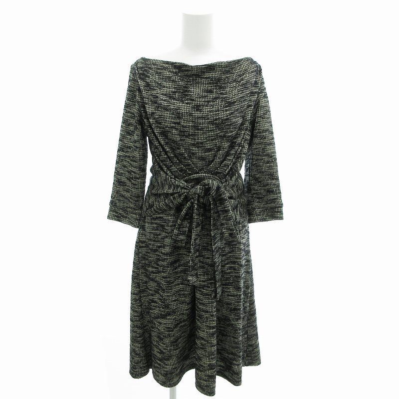 ノーブル NOBLE ワンピース ボートネック ドレープ 総柄 長袖 ロング