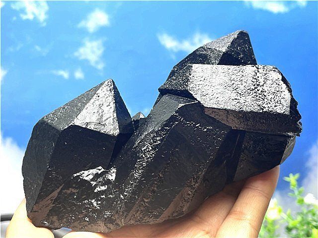 1220g AAA級魔除け天然モリオン黒水晶クラスターB80C6/190C27A AAA級【魔除け】◇天然モリオン(黒水晶）クラスターB88C6/143C24A