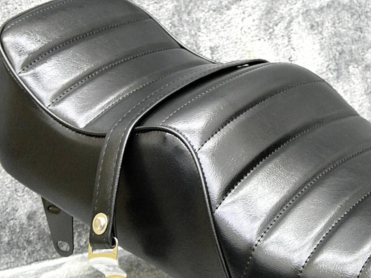 GN125 新アンコ抜き 黒皮 タックロールシート ベルト付 /ブラックBLACK