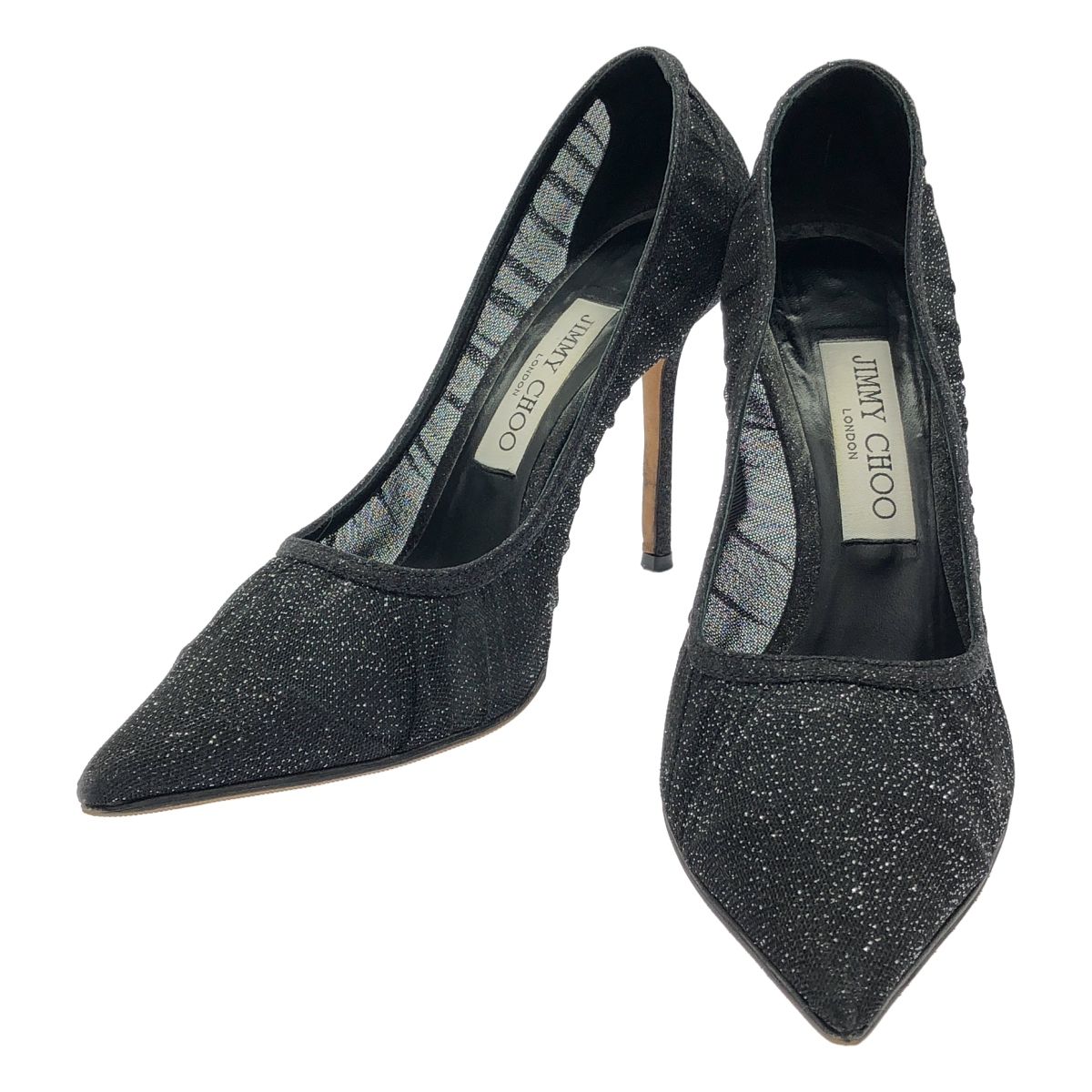 JIMMY CHOO ジミー チュウ ラメメッシュヒールパンプス ブラック 37 1