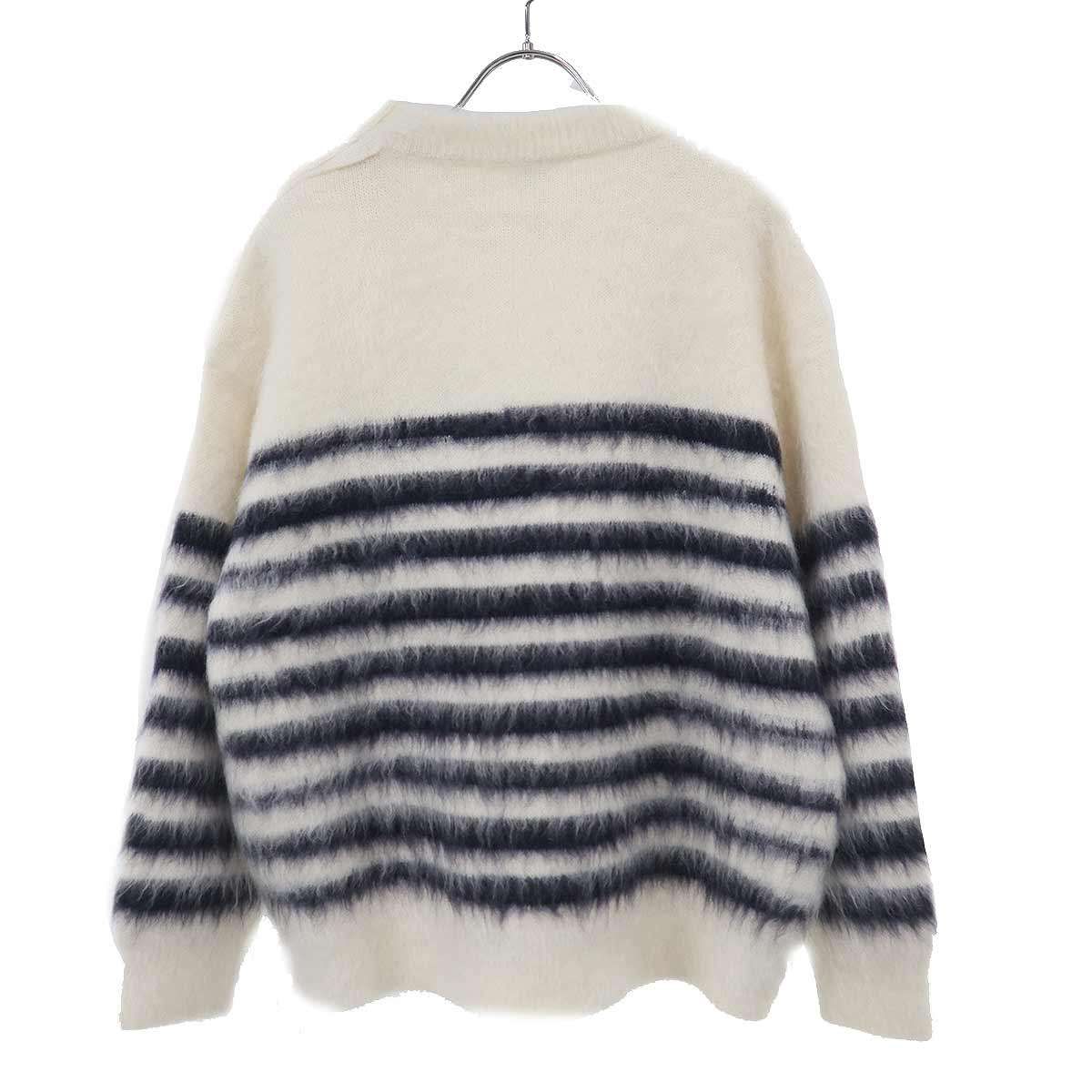 BOTTEGA VENETA ボッテガヴェネタ ボーダーモヘアウールニットセーター 757828 V2M90 ホワイト×ネイビー M