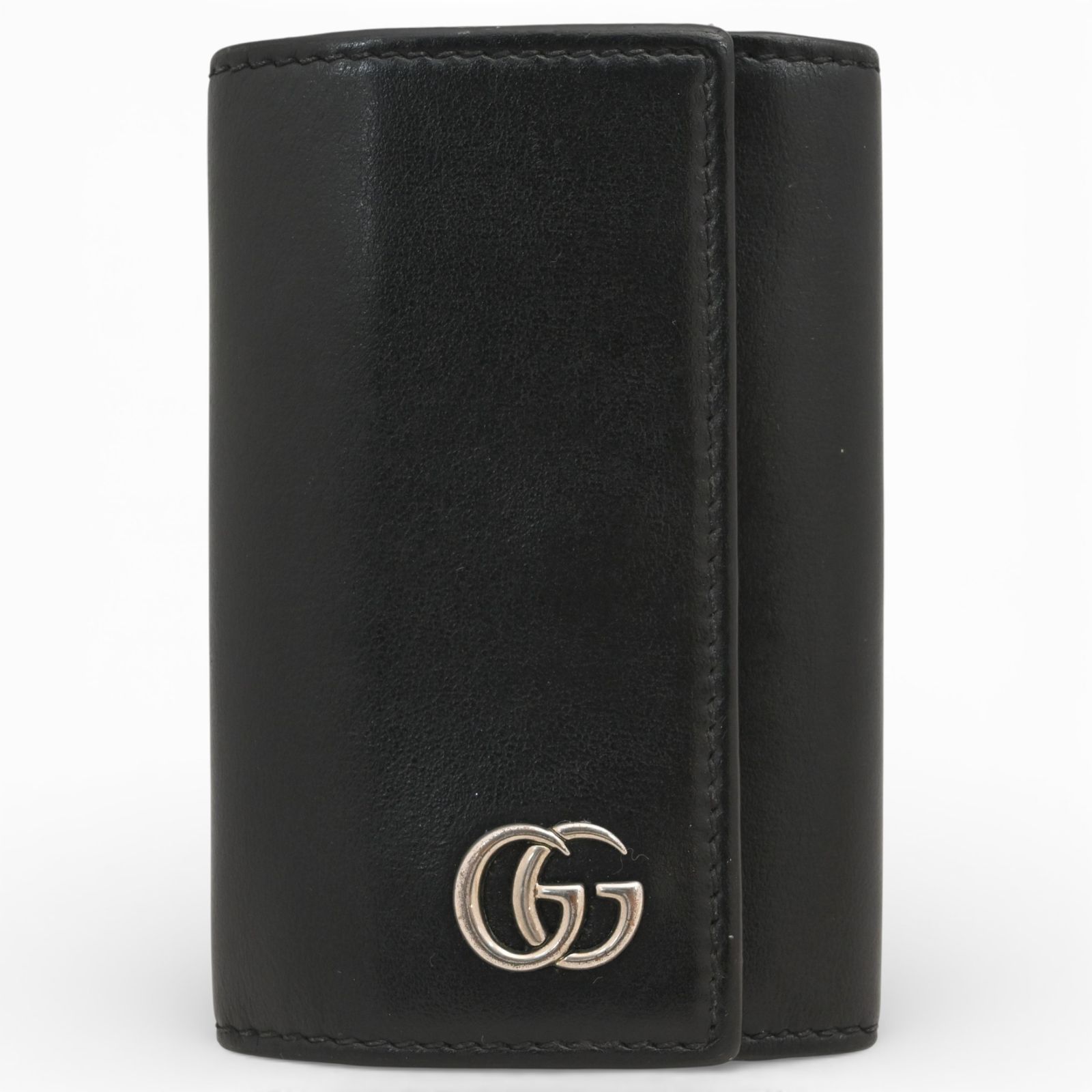 グッチ GGマーモント 6連 レザー キーケース ブラック シルバー金具 B