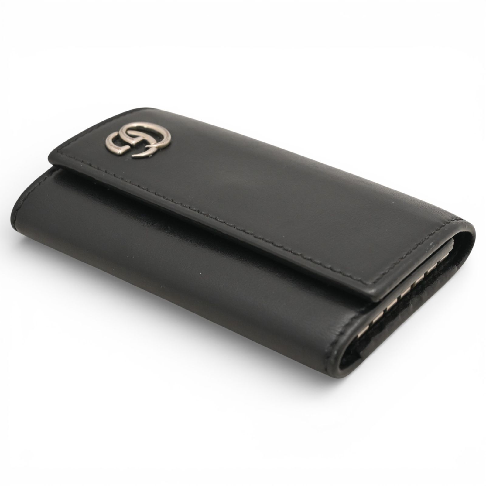 グッチ GGマーモント 6連 レザー キーケース ブラック シルバー金具 B