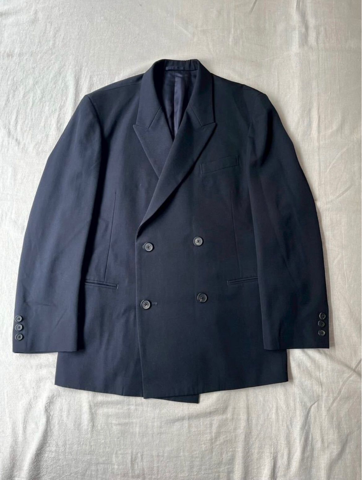 90s Y's for men ウールギャバジン ダブル ジャケット / S ブラック