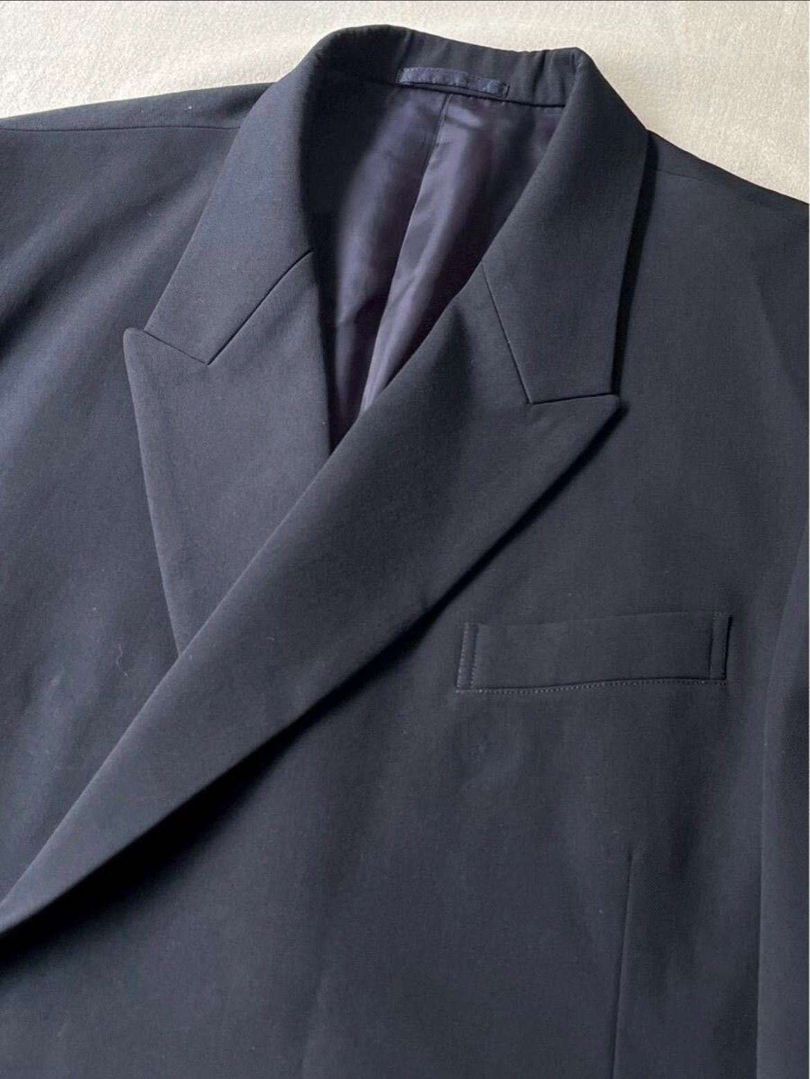 90s Y's for men ウールギャバジン ダブル ジャケット / S ブラック