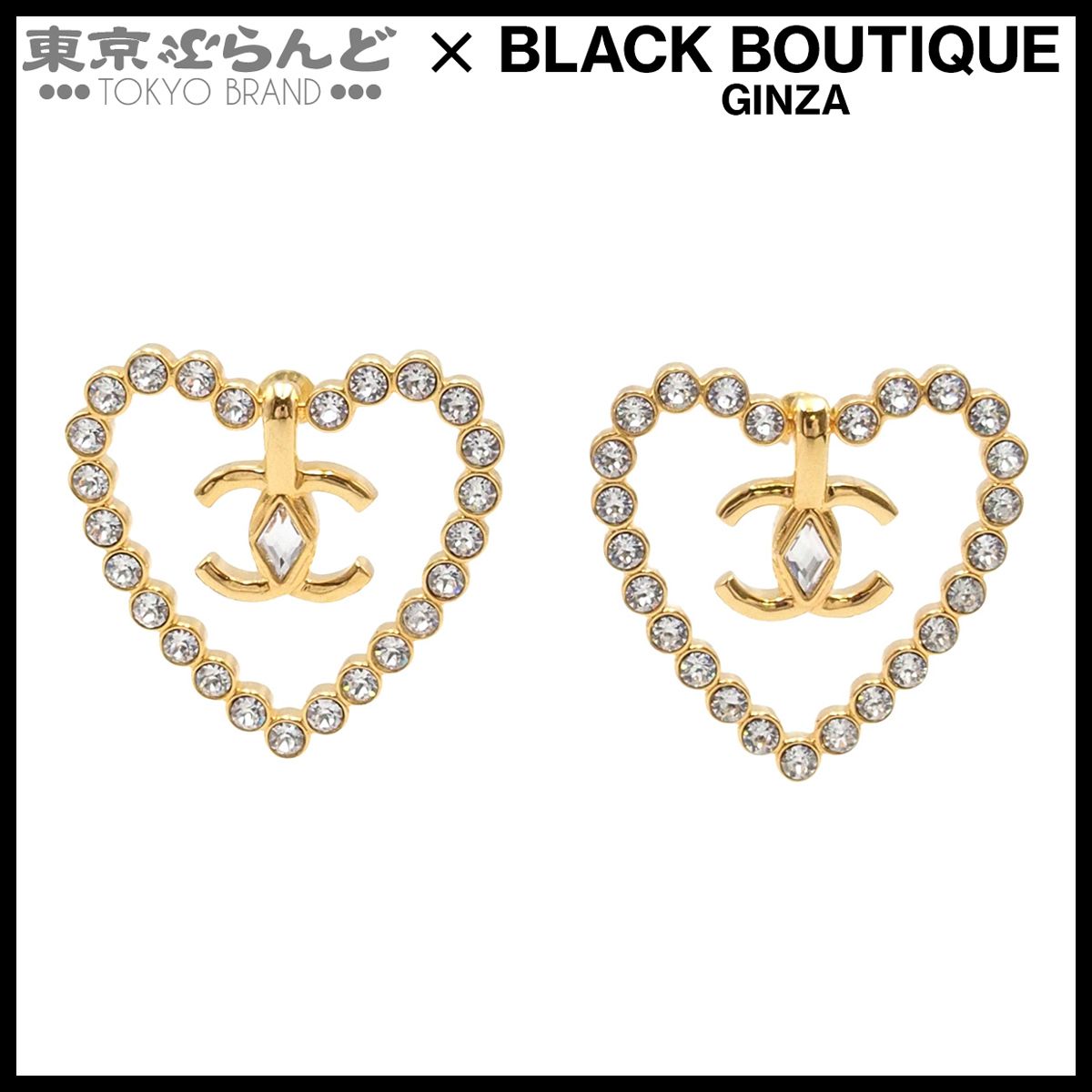 シャネル CHANEL ピアス ハート ココマーク ゴールド メタル ライン 