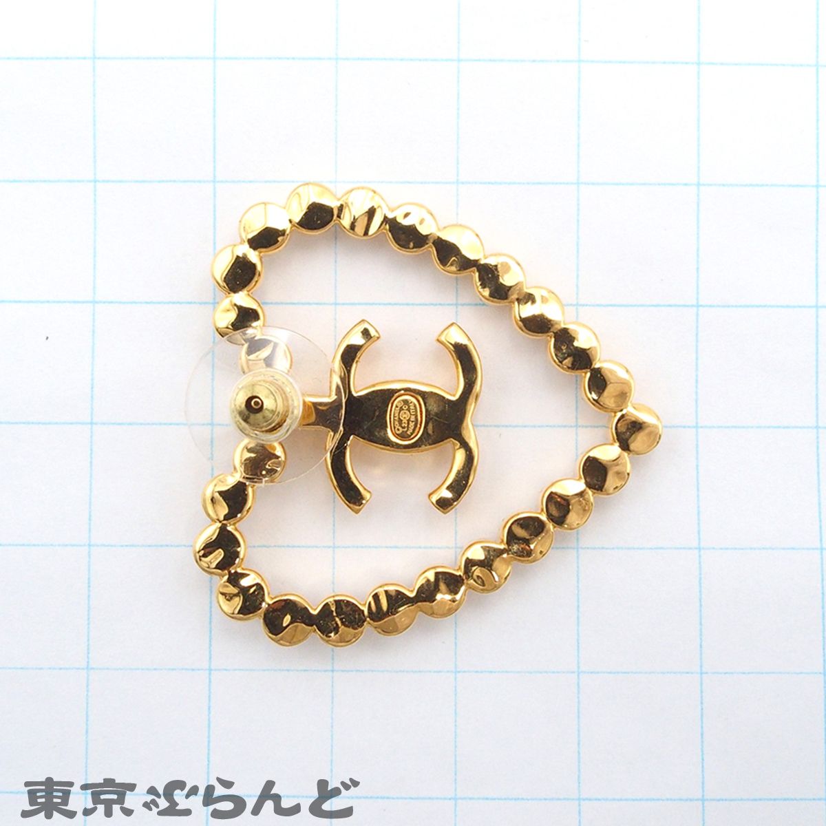 シャネル CHANEL ピアス ハート ココマーク ゴールド メタル ライン 