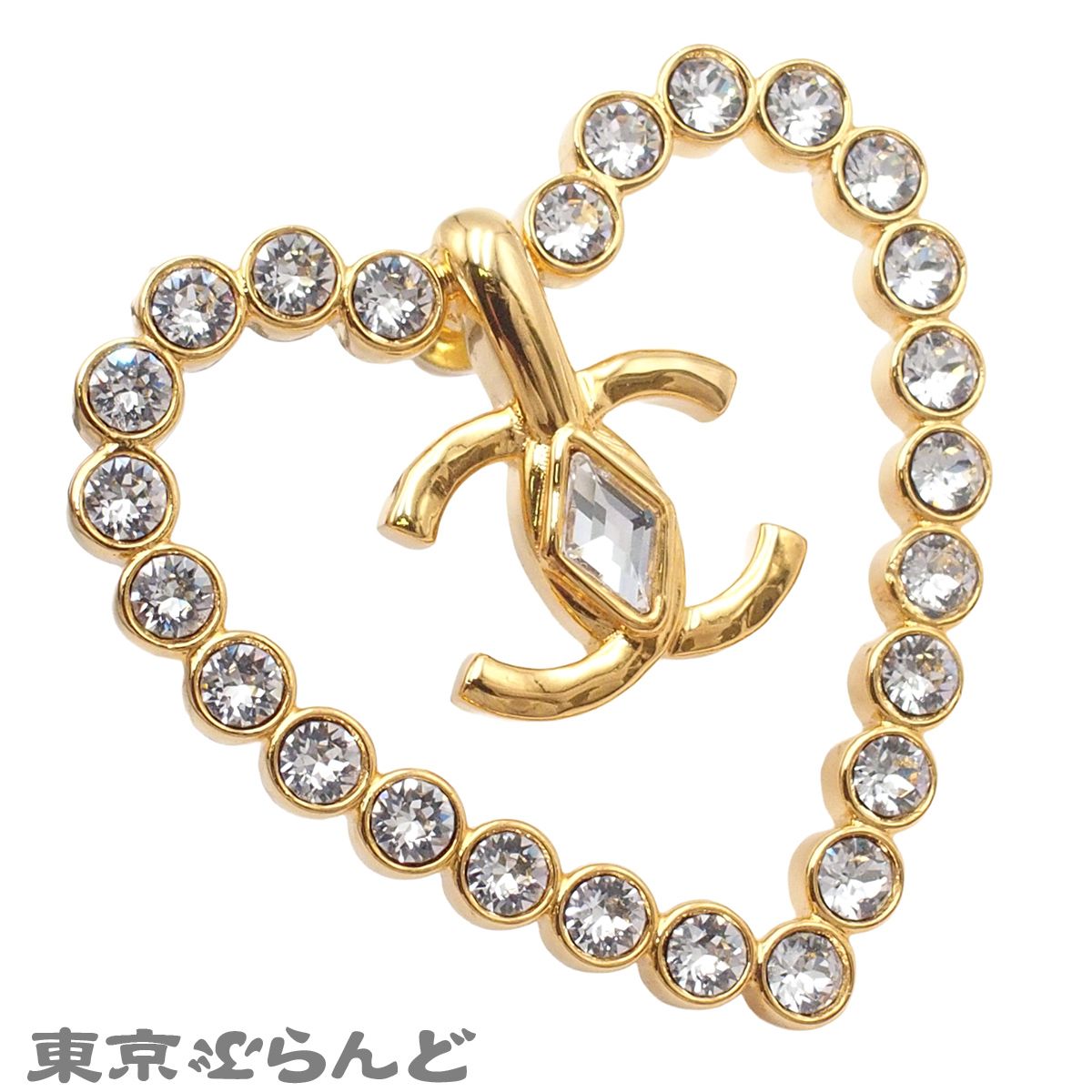 シャネル CHANEL ピアス ハート ココマーク ゴールド メタル ライン 