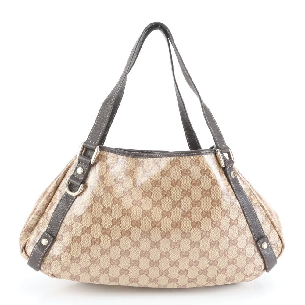 美品 グッチ アビー GGクリスタル トートバッグ PVCキャンバス レザー 美品 グッチ GGクリスタル アビー 293578 レザー トート バッグ 肩掛け