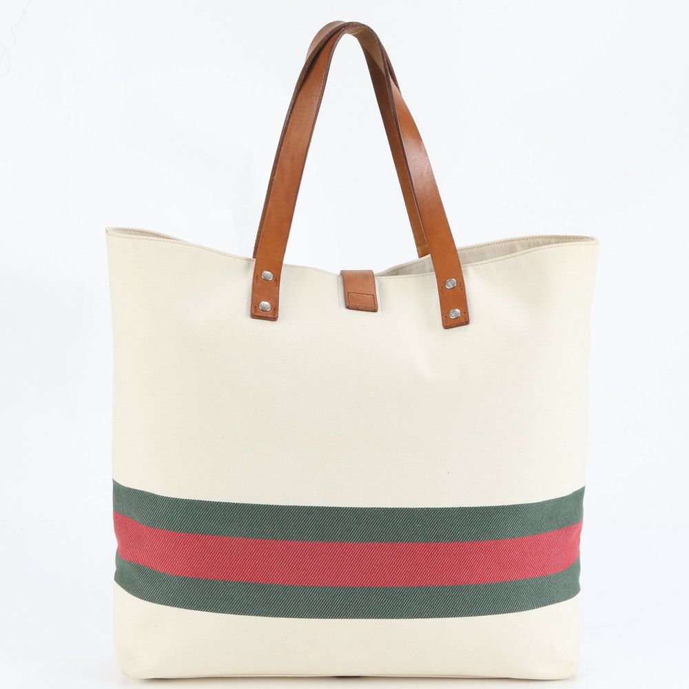 極美品 グッチ シェリー ライン 256258 レザー トート バッグ