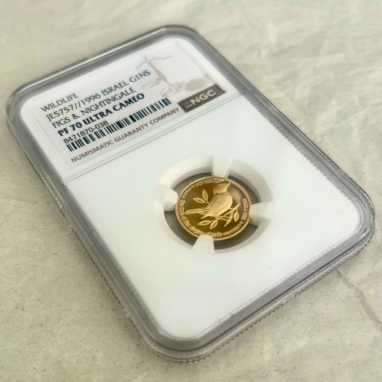NGC最高鑑定☆1996年イスラエル1ニュー・シェケルプルーフ金貨☆PF70UC