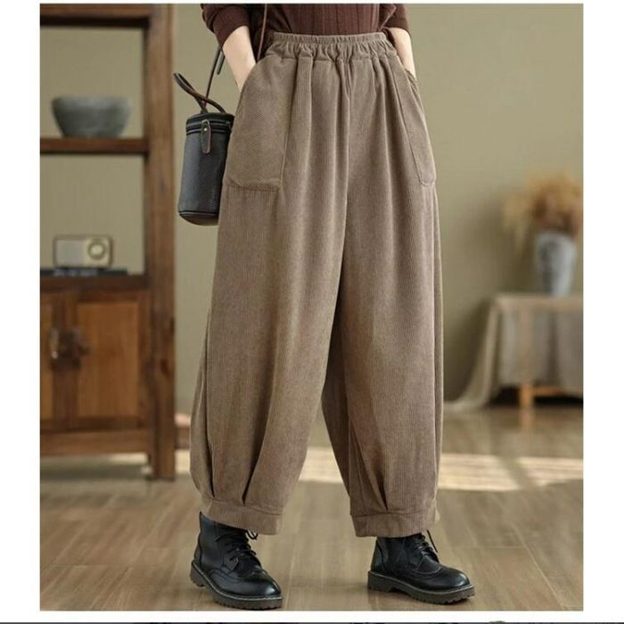 新品 パンツ コーデュロイ レディース バルーンパンツ 秋冬 ワイドパンツ サーカスパンツ 春 ワイド ボトムス パンツ ハロンパンツ 大きいサイズ コクーン ウエストゴム ロングパンツ サルエルパンツ ポケット付き 体型カバー mlkau