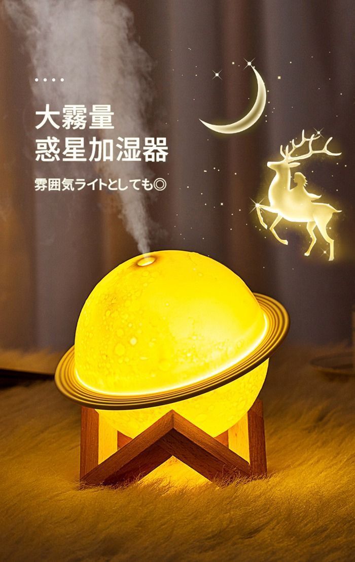 新品 惑星加湿器 加湿器 卓上 ナイトライト USB給電式 静音加湿器