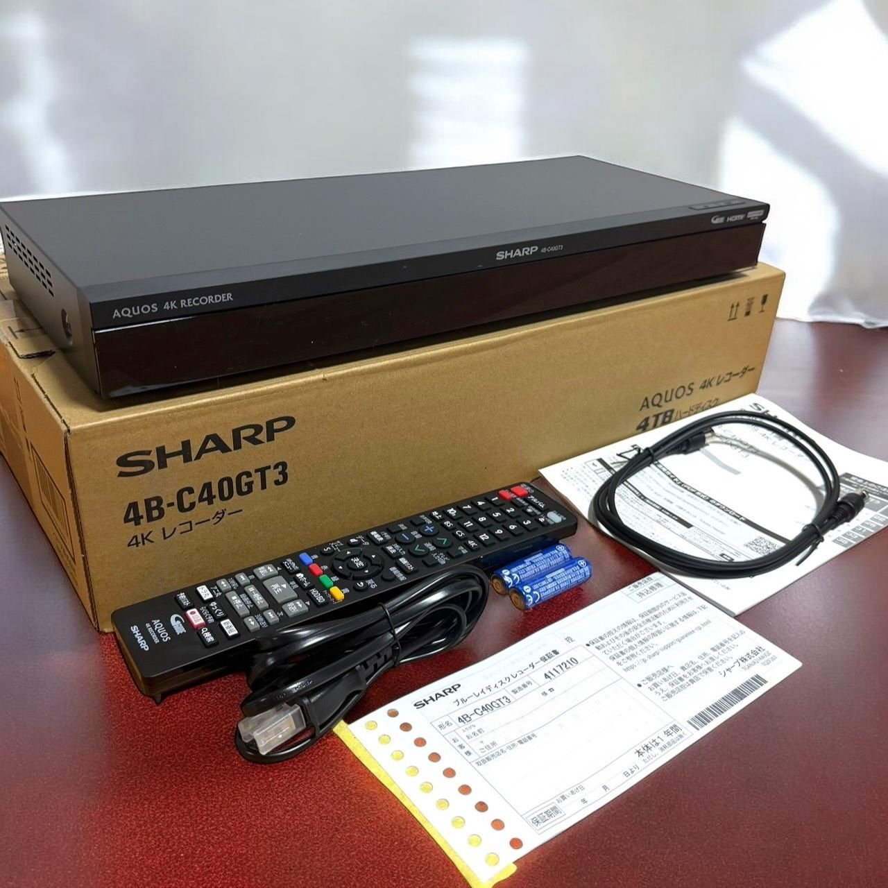 新品・未使用品　SHARP 4B-C40GT3 4Kレコーダー ☆2025年製 未使用品 SHARP シャープ 4B-C40GT3 4K ブルーレイ
